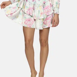 ISU Floral Printed Ruffled Mini Flared Skirt-image-23