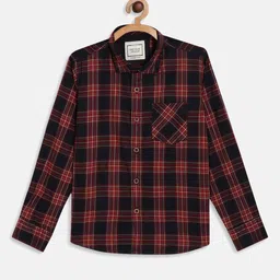 Octave Boys Maroon Tartan Checks Casual Shirt-image-55