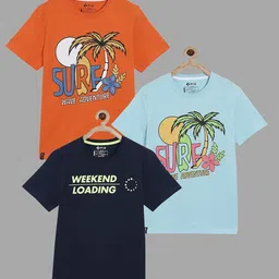 3PIN Boys Orange and Green 3 Printed T-shirt-image-86