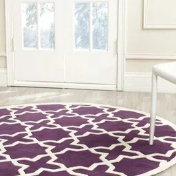Safiya Carpet Purple & White Geometric Printed Hand-Tufted Woollen Carpet-15