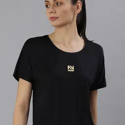 MKH Women Black Typography Dri-FIT T-shirt-image-80
