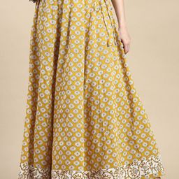 De Moza Printed Pure Cotton Flared Maxi Skirts-image-68