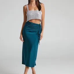 LULU & SKY Drawstring Detail Mid-length Slip Pencil Skirt-picture-53