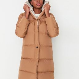 Trendyol Women Brown Reversible Longline Padded Hooded Jacket-picture-55