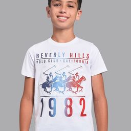 Beverly Hills Polo Club Boys White Printed Applique T-shirt-image-13