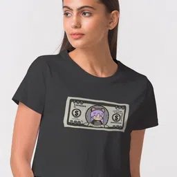 FashionRack Women Black Typography Printed Extended Sleeves Bio Finish T-shirt-image-46