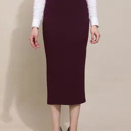 Purple Feather Pencil Maxi Skirts-image-25