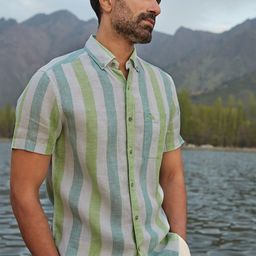 Andamen Men Green Classic Gingham Checks Checked Casual Shirt-picture-15