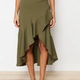 Trendyol Frill Detail Flared Midi Skirt-image-83