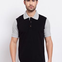 Kalt Men Black Polo Collar T-shirt-image-97
