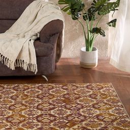 Welspun Brown & Cream Coloured Geometric Printed Rectangle Shaped Anti-Skid Carpet-9