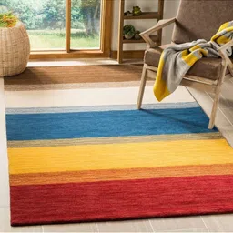 IMRA CARPET Yellow Striped Woollen Carpet-picture-4