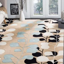 Safiya Carpet Beige & Black Floral Hand-Tufted Woollen Contemporary Carpet-image-79
