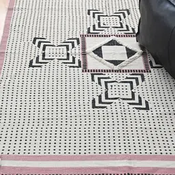 Art Avenue White & Pink Printed Cotton Carpet-image-51