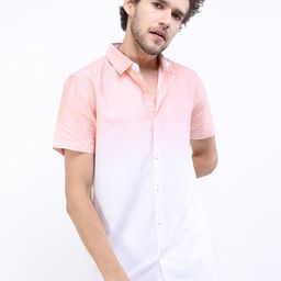 HIGHLANDER Men Peach-Coloured Slim Fit Ombre Printed Casual Shirt-picture-12