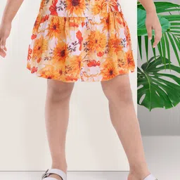 ARIAS By LARA DUTTA Girls Floral Print Tiered Flared Skirt-image-94