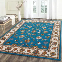 IMRA CARPET Blue Floral Woollen Carpet-image-81