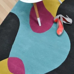 Safiya Carpet Blue Abstract Hand-Tufted Woollen Carpets-image-66