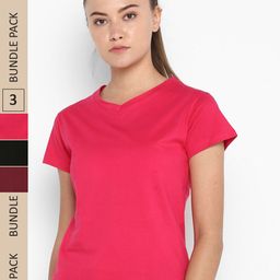 appulse Pack Of 3 V-Neck Pure Cotton Slim Fit T-shirt-image-15