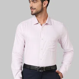 Park Avenue Men Peach-Coloured Slim Fit Micro Checks Checked Formal Shirt-image-70