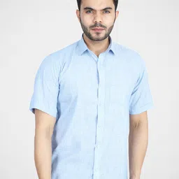 TAHVO Men Blue Comfort Checked Casual Shirt-image-6