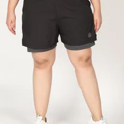 CHKOKKO Plus Women Black Solid Regular Fit Training or Gym Sports Shorts-image-33