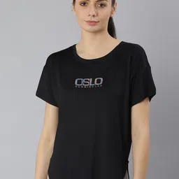 MKH Women Black Typography Extended Sleeves Dri-FIT Sports T-shirt-image-97