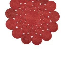 Art Avenue Zinnia Maroon Braided Flower Shaped Jute Carpet-image-39