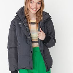 Trendyol Women Charcoal Bomber Jacket-image-14