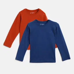 Campana Boys Pack of 2 Rust & Blue Pure Cotton T-shirt-image-59