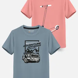 HELLCAT Boys Pack Of 2 Graphic Printed Cotton T-shirt-picture-18
