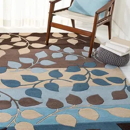 Safiya Carpet Blue & Brown Floral Woollen Carpet-image-78