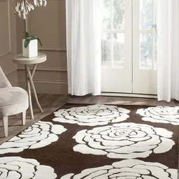 Safiya Carpet Brown & White Floral Woollen Carpet-image-8