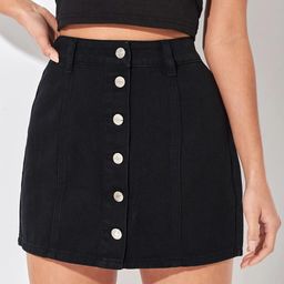 Kotty A-line Mini Denim Skirt-image-60