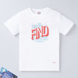 Ed-a-Mamma Boys White Typography Printed T-shirt-56