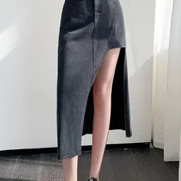 LULU & SKY A-Line Midi Denim Skirt-picture-48