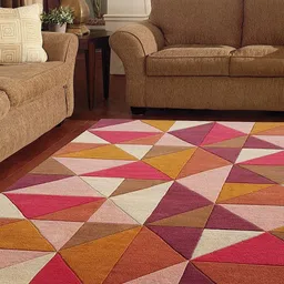 Safiya Carpet Pink Geometric Hand-Tufted Woollen Carpets-54