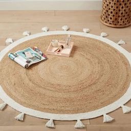 Art Avenue Astro White & Brown Braided Round Jute Carpet-14