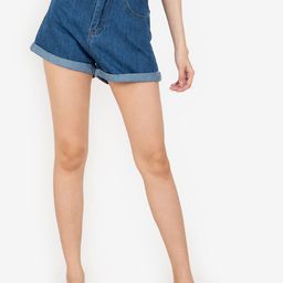 ZALORA BASICS Women Blue Mom Fit High-Rise Denim Shorts-image-6