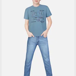 Palm Tree Boys Blue Typography Printed T-shirt-image-91