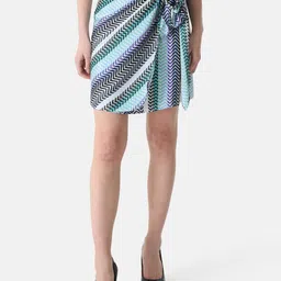 Kazo Geometric Printed Wrap Mini Skirt-image-42
