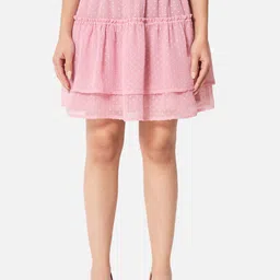 ALL WAYS YOU Self Design Georgette Tiered Mini Skirt-image-41