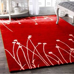 IMRA CARPET Red & White Floral Woollen Carpet-picture-17
