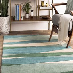 Safiya Carpet Blue & Green Geometric Hand Tufted Woollen Carpets-image-69