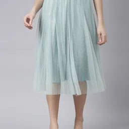 SHOWOFF Flared Sheer Midi Skirt-image-20