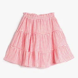 Koton Girls Checked Tiered Flared Mini Skirt-image-12