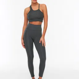 Trendyol Women Charcoal Solid Slimming Sports Tights-image-60