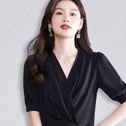 JC Collection Women Black Solid Polyester Wrap Top-picture-12