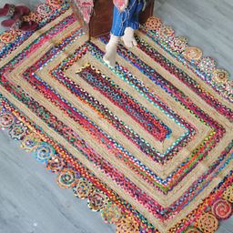 Art Avenue Maze Beige & Pink Braided Jute Recycled Cotton Rectangular Rug-image-85