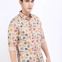 HIGHLANDER Men Beige Slim Fit Printed Casual Shirt-picture-20